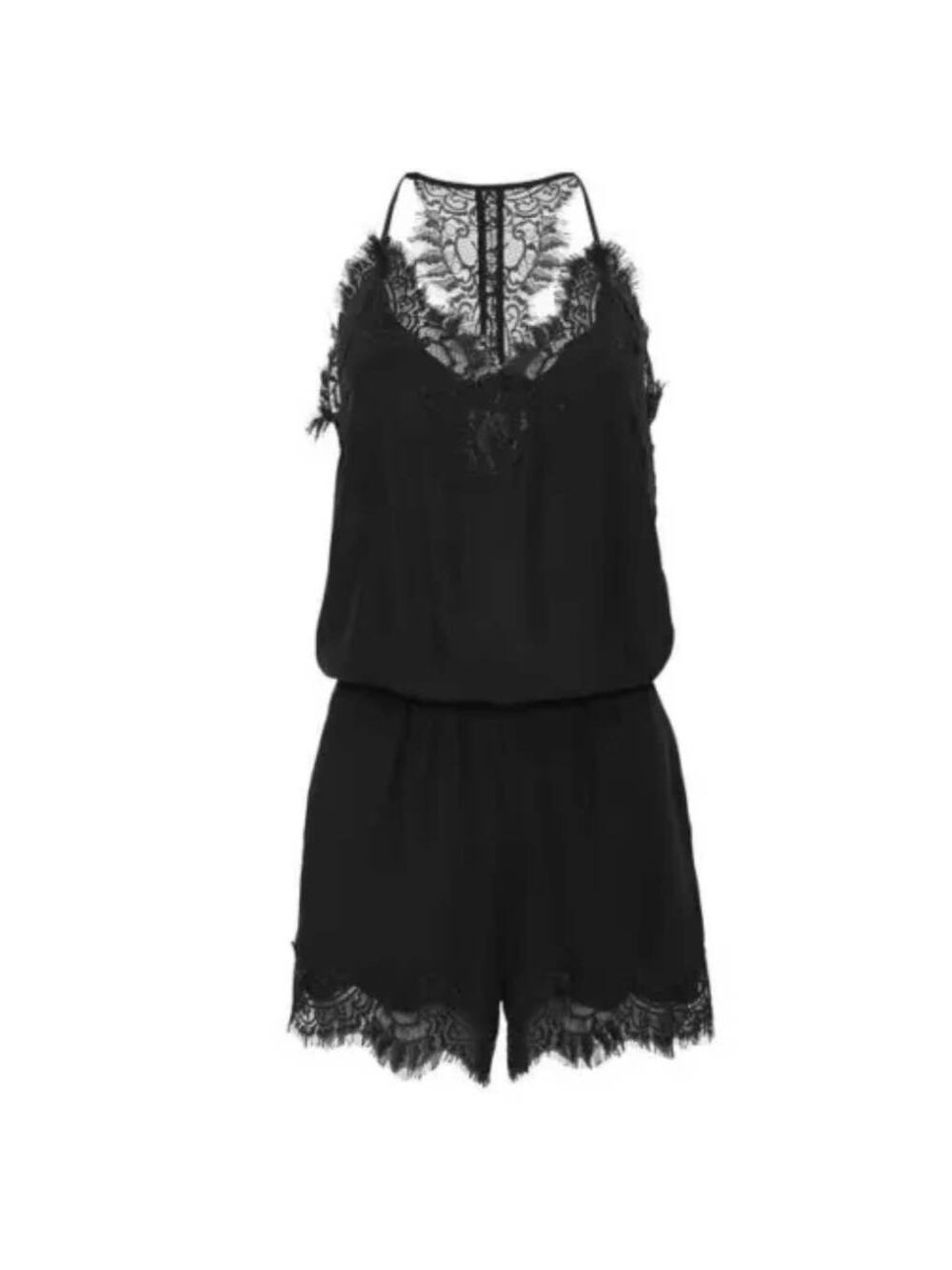 NWT $247 SILK Gold Hawk Coco Lace Romper Black Women's Size Small